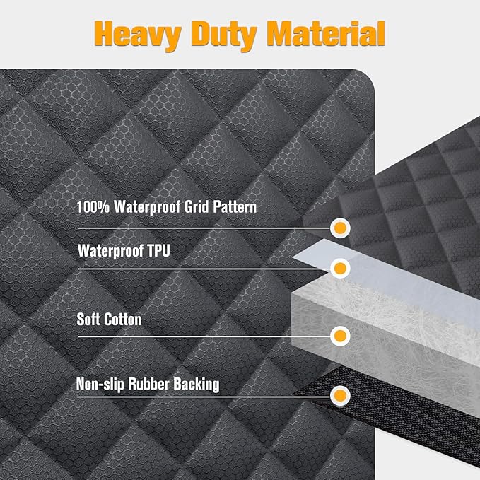 PETICON Dog Seat Covers for Trucks with Fold Up Seats, Crew Cab Floor Cover with Door Protection, Waterproof Full Coverage Pet Truck Back Seat Cover with Mesh Window for F-Series