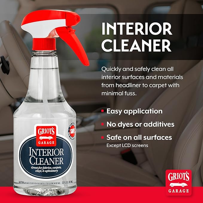 Griot's Garage Interior Cleaner Spray for Car Seats, Carpet, Upholstery Fabric, Floor Mat, Vinyl, Dashboard, Ideal for Truck, SUV, RV, Boat, and More, 10956, 22 Fl Oz