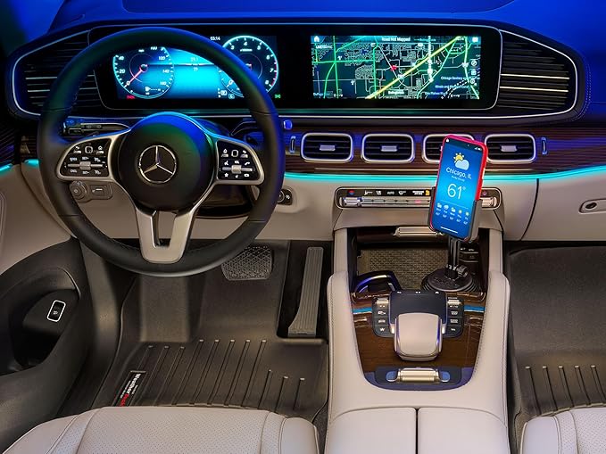 WeatherTech CupFone with Extension – Adjustable, Universal Cup Holder Cell Phone Mount Car & Truck Accessory – Best Design for iPhone & Smartphone Charging – Black Metal Knobs