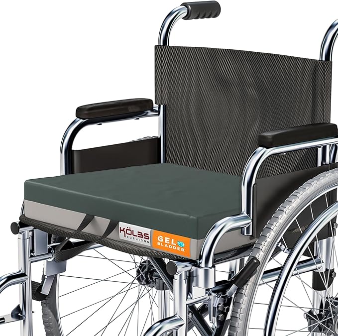 Kölbs Gel Extreme Wheelchair Seat Cushion, Coccyx, Sciatica & Tailbone Pain Relief, Ideal for Office, Kitchen Wheelchairs and Auto, 16 x 16 Inch Seat, 3 Inch Thick