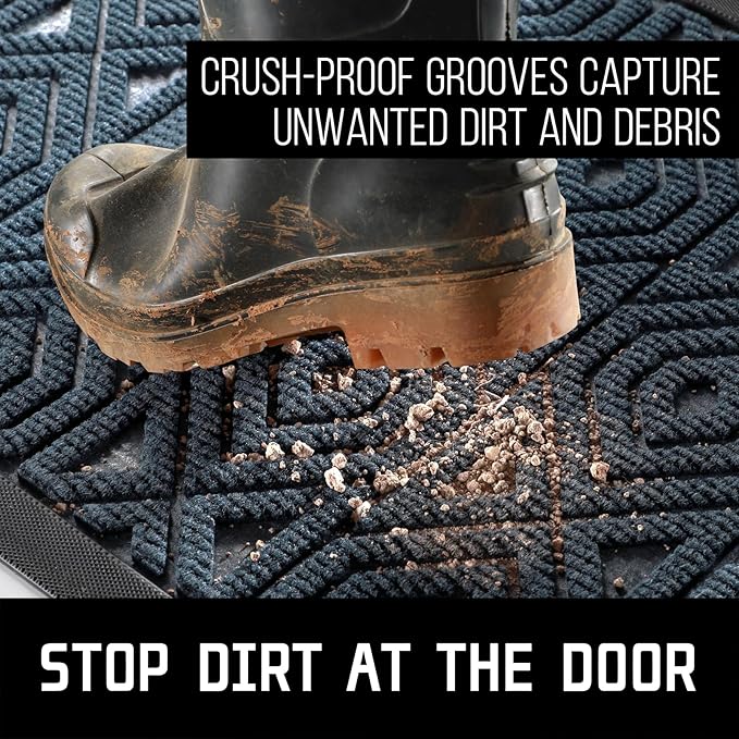 Yimobra Door Mat, Outdoor Indoor Entrance Welcome Mat, Heavy Entry Front Door Mat, Stain & Fade Resistant, Low Profile, Sturdy Rubber, Easy Clean Patio Floor Mat, Waterproof, 36 x 24, Blue