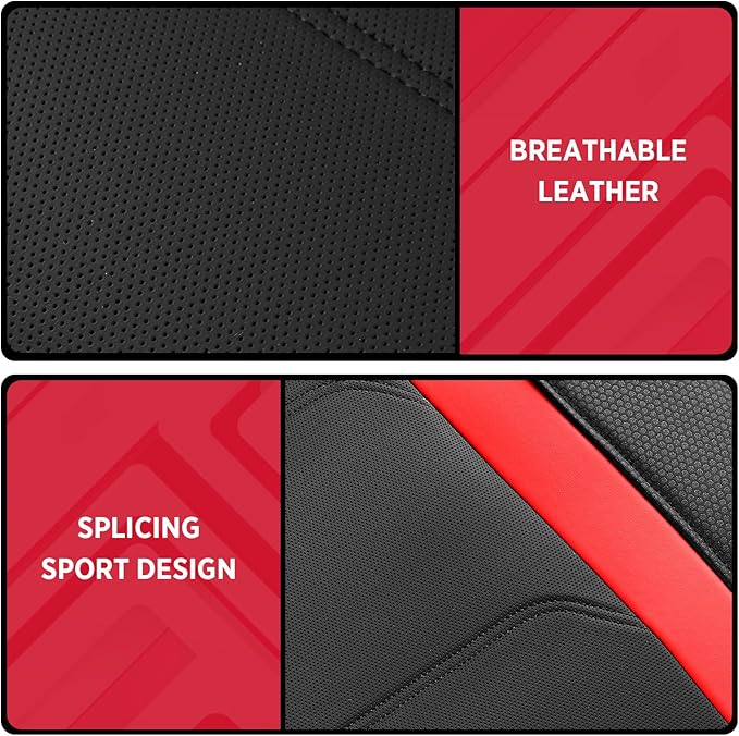 Rubbermaid Leather Car Seat Cover – Universal Front Seat Cover, Airbag Compatible, Easy to Install, Water-Resistant and Durable Automotive Seat Cover for Cars, Trucks, SUVs, Vans – Red