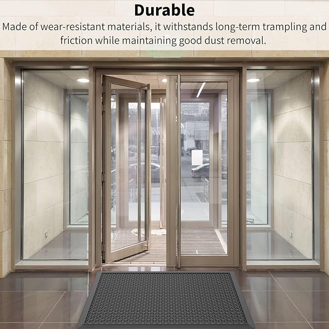 Rubber Scraper Floor Mat 36”x24” 4 Pack - Heavy Duty Outdoor Mats for Garage, Entryway, Door, Mudroom, Boot Tray - All-Weather & Easy Clean