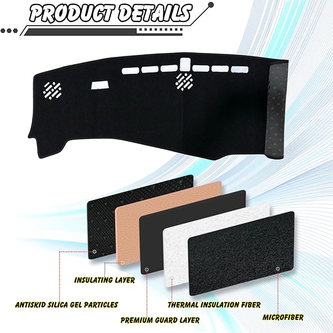 Non-Slip Dash Cover Dashboard Cover Mat Custom Fit Center Console Cover Sunshield Protector Pad Compatible with for Chevy/Chevrolet Equinox 2025 (Not for EV) (Without HUD) (Black Trim)