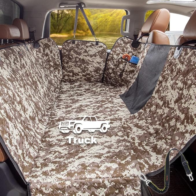 iBuddy Truck Seat Cover for Dogs Waterproof 900D Soft Back Seat Cover for Crew Cab Protects Vehicle from Dog Hair, Scratches, Dirt Durable Rear Seat Cover for Pickup Truck F150 F250 Ram GMC 1500 2500
