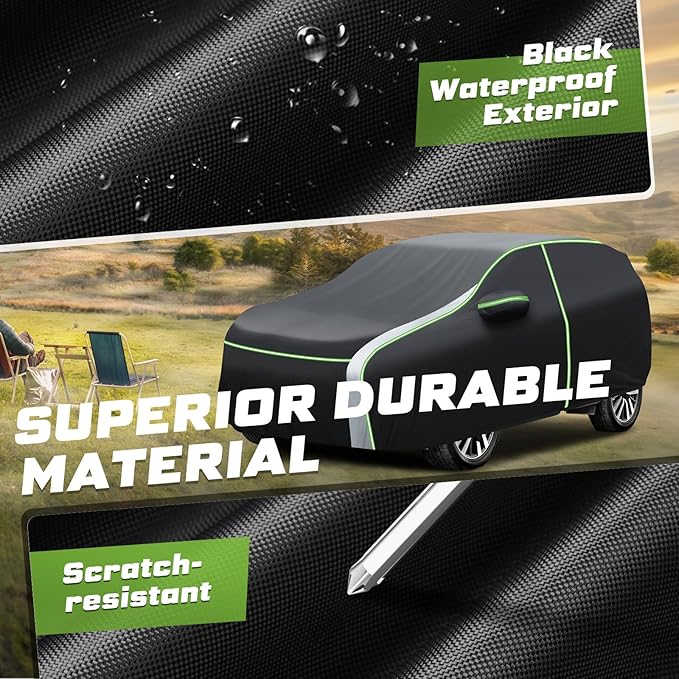 Mixsuper Liner Car Cover for Chevrolet Equinox/GMC Terrain 2005-2026, 7 Layers Full Car Cover All Weather Car Covers for Chevy Equinox, Waterproof Outdoor Cover with Zipper Door Reflective Strips