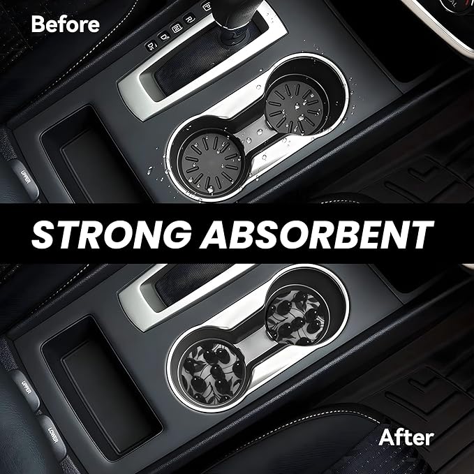 Absorbent Car Coasters for Cup Holders, 2 Pack Universal Anti Slip Ceramic Cup Coaster for Women Men 2.56 Inch Car Interior Accessories - Black Cherry 021