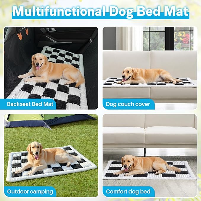 Dog Car Seat Cover for Back Seat, Dog Bed for Car, Fit for Backseat Extenders, Car Seat Protector, Nonslip Soft Durable for Cars Trucks and SUVs (Black and White, 23.6"*51")