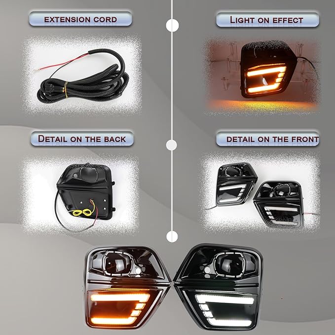 Switchback White/Amber LED Front Fog Lamp DRL Amber Sequential Turn Signal Light Compatible with Chevrolet Colorado 2023 2024 Front Fog Bumper Light Replacement Front OEM Bumper Trim