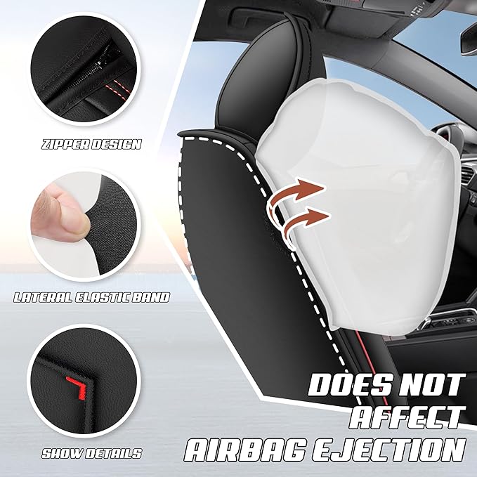 Car Seat Covers Fit for Toyota Camry 2000-2025, Stylish Sport Seat Covers, Waterproof Wear-Resistant Premium Nappa Leather Car Seat Cover.(Full Set/Black)