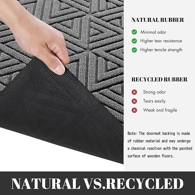 Yimobra Outdoor Mats for Front Door 29.5x17, Stops Mud & Dirt at Entrance, Fits Garage & Patio, All-Weather Waterproof Non Slip Outdoor Indoor Welcome Mat, Grey