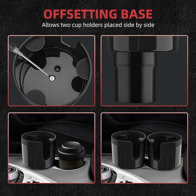 DYLEN Car Cup Holder Expander, Cup Holder Extender Adapter for Car with Expandable Insert, Compatible with Yeti 20/26/30oz, Hydroflask 32/40oz, Large Water Bottles in 3.0"-4.1"