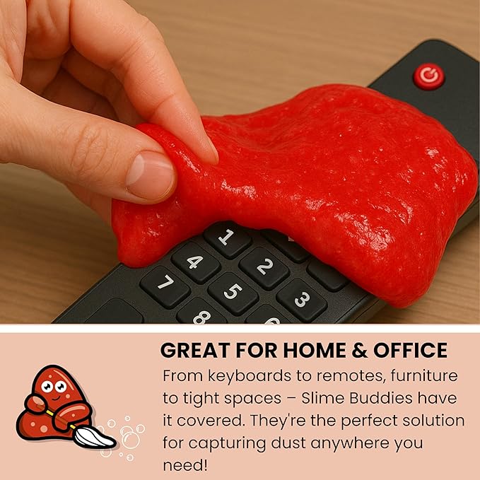 Slime Buddies Car Cleaning Gel Putty - Strawberry Scented Interior Detailing Tool for Cup Holders, Air Vents & Keyboard - Reusable Auto Detailing Accessories - Dust Remover Goop - Gifts for Men Women