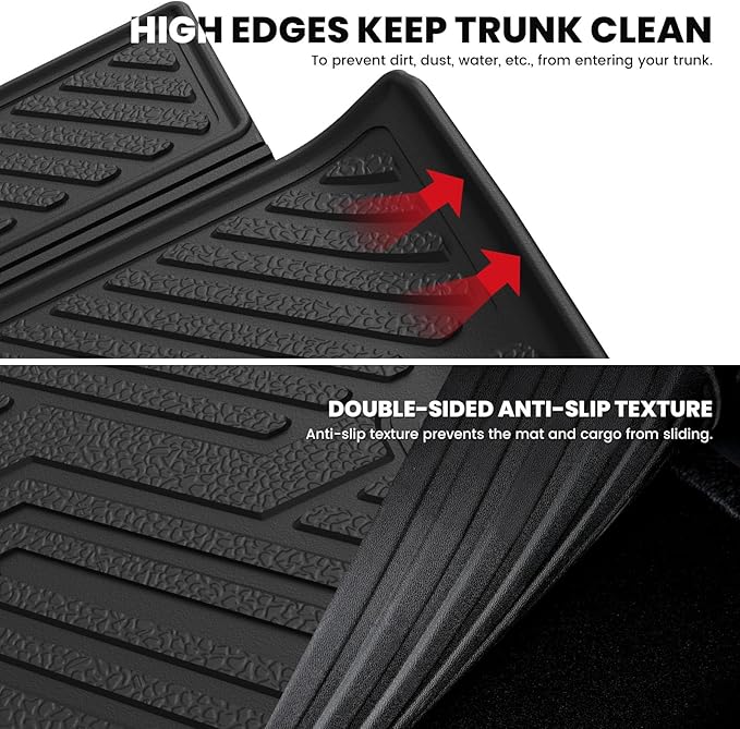 LASFIT Trunk Mat for Dodge Durango 2011-2026, Fit 2nd Row Bench Seating(7seats) & 2nd Row Bucket Seating 6seats, Not for 5 Seats, All Weather TPE Custom Fit Car Mat Cargo Liner, Black