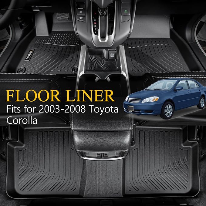 Wailtnb- for Toyota Corolla 2003-2008 Floor Mat (Not Fit for Front Seats with Heated Vents Underneath) All Weather Floor Liner Car Mat for Toyota Corolla Custom Fit Automotive Full Set Accessories
