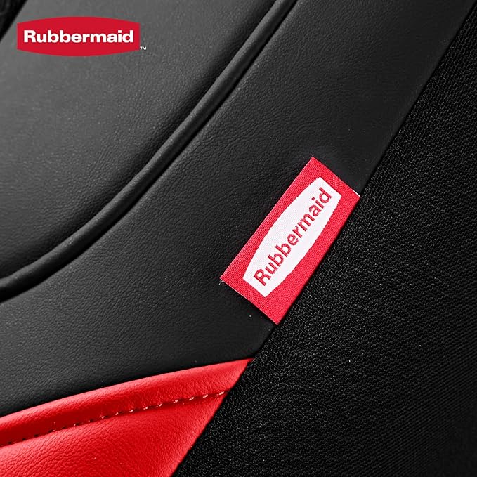 Rubbermaid Car Seat Cover, Leather & Air-Cool Mesh Front Seat Cover, Airbag Compatible, Slip-On Installation, Automotive Seat Cover Universal Fit for Most Cars, Trucks, SUVs-Red