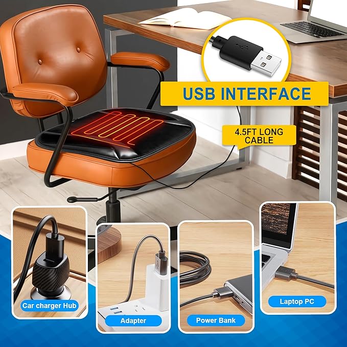 Winter Seat Cushion, Leather Front Car Seat Cover Soft Plush Office Chair Cushion Non-Slip Universal Seat Cushion for Truck Car SUV Office Chair (Warm, Leather)