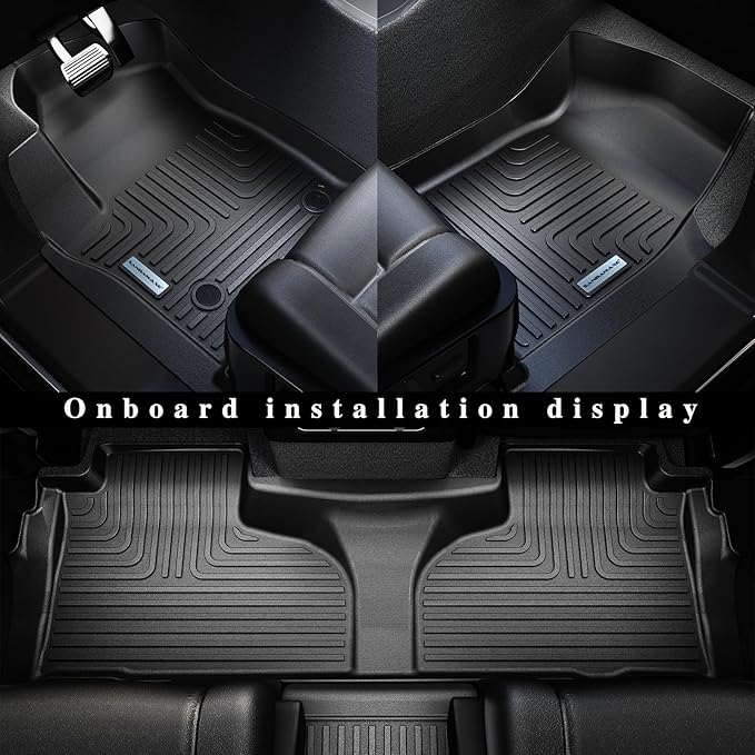 Floor Mats & Trunk mat for 2021-2024 2025 Chevrolet Suburban 8 Seats with 2nd Row Bench Seats（not fit 7 Seats）/GMC Yukon(Only Fit XL)，TPE Floor Liners & Trunk mat for Chevy Suburban