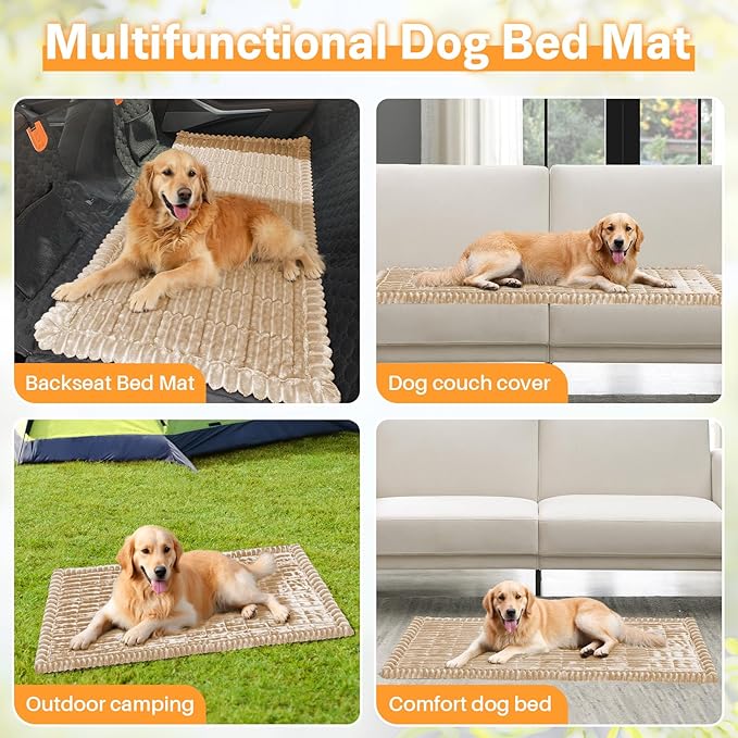 Dog Car Seat Cover for Back Seat, Dog Bed for Car, Fit for Backseat Extenders, Car Seat Protector, Nonslip Soft Durable for Cars Trucks and SUVs (Light Brown, 24.8"*54")