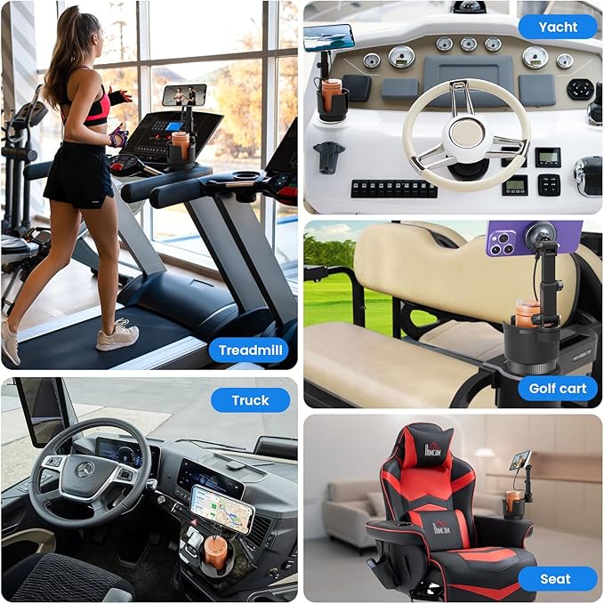 OHLPRO for iPhone 17 Pro Max MagSafe Car Charger Cup Holder Mount, 15W Fast Wireless Magnetic Charging Phone Holder for iPhone 16 15 14 13 Series, Adjustable Car Mount with Large Cup Base, Black