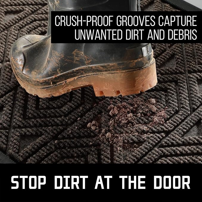 Yimobra Door Mat, Outdoor Indoor Entrance Welcome Mat, Heavy Entry Front Door Mat, Stain & Fade Resistant, Low Profile, Sturdy Rubber, Easy Clean Patio Floor Mat, Waterproof, 36 x 24, Brown