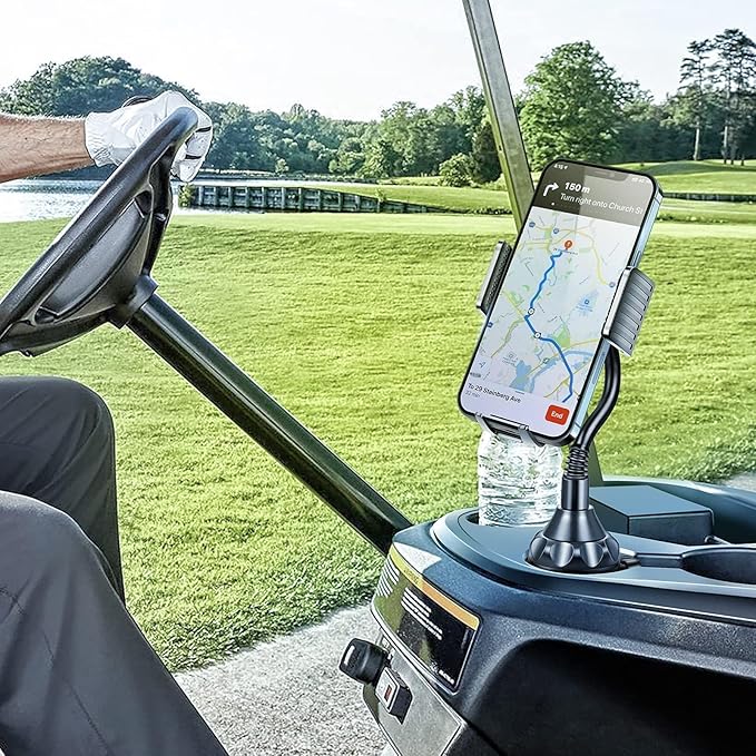 TOPGO Cup Phone Holder for Car [2025 Upgraded Ultra-Sturdy & Non-Shaking] Car Phone Mount with Adjustable Long Gooseneck Cell Phone Automobile Cradles for iPhone 16 Pro Max and More Smartphone - Black