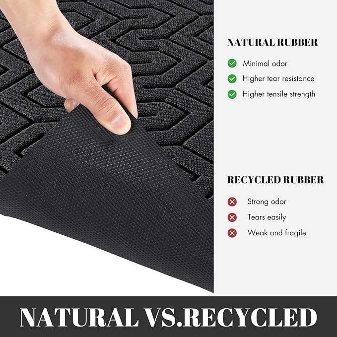 Yimobra 72x24 Indoor Outdoor Runner Rug, Heavy-Duty Entrance Mat for High Traffic Areas, Commercial Grade Welcome Door Mat, Easy Clean Black