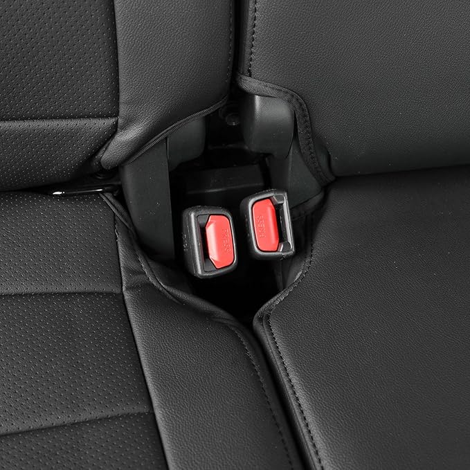 EKR Custom Fit Tacoma Car Seat Covers for Select Toyota Tacoma (Petrol) 2024 2025 2026 Double cab SR,SR5,TRD Sport,TRD Off-Road,Limited -Full Set,Leather(Black)