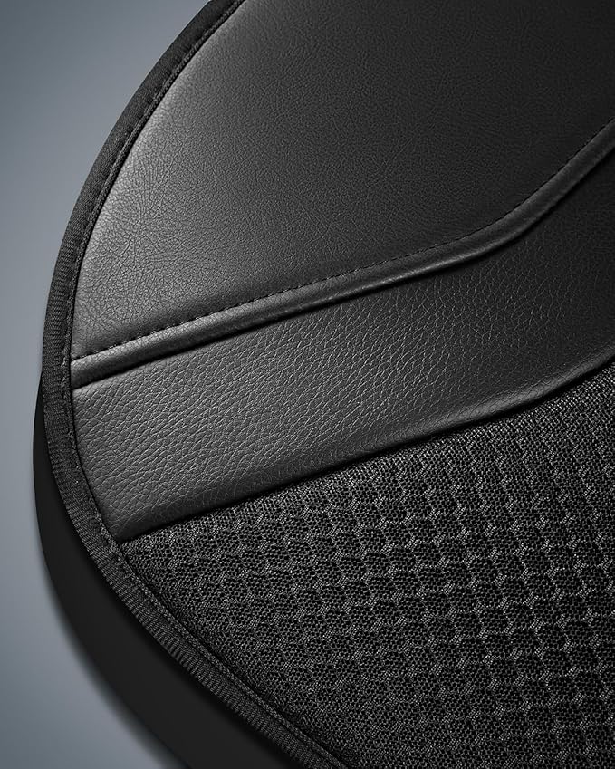 Skechers Memory Foam Car Seat Covers, Leather Seat Covers with Thick Memory Foam, Black Air Cool Rear Seat Covers, Automotive Comfort and Protection for Most Cars, Van,Trucks, SUVs(Rear,Black)