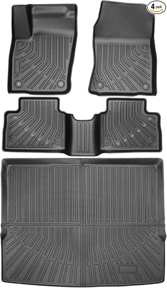 Floor Mats & Cargo Liner Set Custom Fit for Nissan Kicks 2025 SV丨SR (Not for S), All Weather Protection TPE Anti-Slip Waterproof 1st & 2nd & Rear Trunk Mats for Nissan Kicks 2025 Accessories,Black