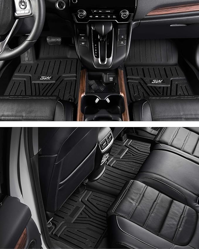 3W Floor Mats Fit for 2026 2025 2024 2023 Honda Pilot, Custom Fit Floor Liner for 1st 2nd and 3rd Row Full Set TPE All-Weather Car Liners, Black