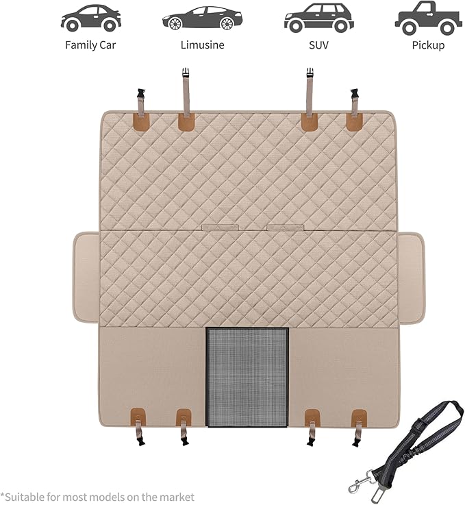 GXT Dog Back Seat Cover Protector for Cars SUV and Trucks with Mesh Window, Scratchproof Nonslip and Waterproof Material