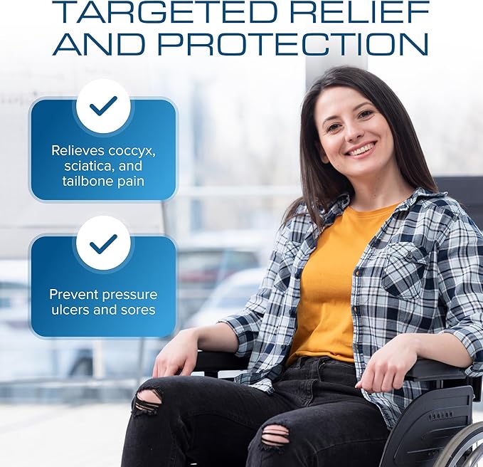 Kölbs Gel Extreme Wheelchair Seat Cushion, Coccyx, Sciatica & Tailbone Pain Relief, Ideal for Office, Kitchen Wheelchairs and Auto, 16 x 16 Inch Seat, 3 Inch Thick
