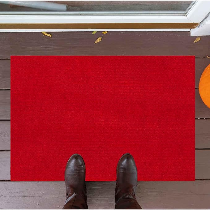 Ottomanson Mud Mat 2' x 3' Entryway Rug - Non-Slip Scraper Doormat for Muddy Paws, Dirt Trapping Indoor/Outdoor Mat for High-Traffic Areas, Kitchen, Garage, Patio, Red