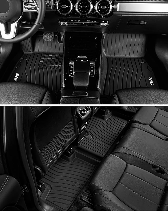 3W Floor Mats Compatible for Mercedez Benz GLB250 GLB35 AMG 2020-2025, TPE All Weather Custom Fit Floor Liner for Benz GLB 1st & 2nd Row Full Set Car Liners Black