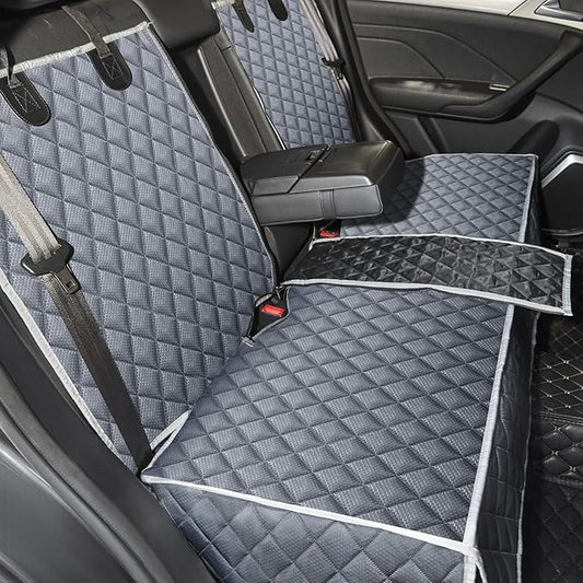 Grey Dog Car Seat Cover for Back Seat X-Large,Non-Stick Fur,Pet-Friendly and Waterproof - Universal Fit Interior Protector for Auto, Van, SUV - Ideal for Kids and Pets (X-Large)