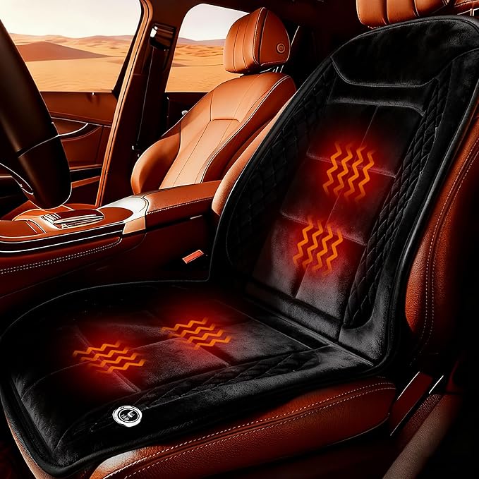 Ultra Soft Velvet Plush Car Seat Cover - Comfortable Driving in Winter, Front Seat Cushion with Non-Slip Back, Universal Fit for All Vehicles Trucks SUVs Vans Campers RVs School Bus (Black 1PCS)