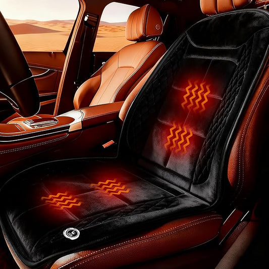 Ultra Soft Velvet Plush Car Seat Cover - Comfortable Driving in Winter, Front Seat Cushion with Non-Slip Back, Universal Fit for All Vehicles Trucks SUVs Vans Campers RVs School Bus (Black 1PCS)