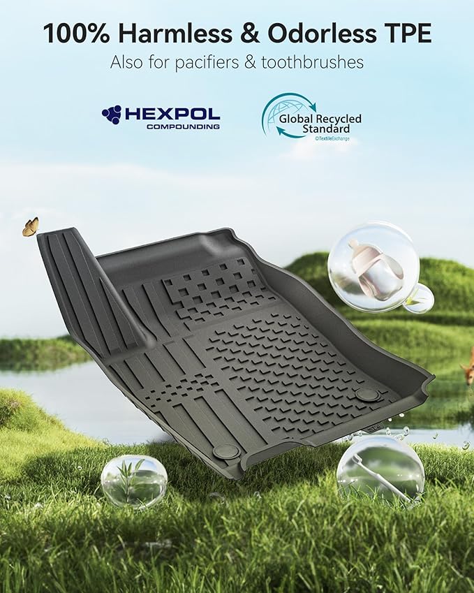 3W Floor Mats & Cargo Liner Fit for Nissan Kicks 2025 2026 (Not Fit Play Version) Accessories TPE All Weather Floor Liner, 1st & 2nd Row Car Mats Tunk Mats Full (Not for Play Version)