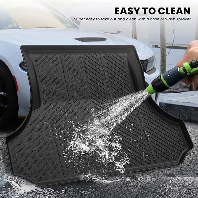 LASFIT Trunk Mat for Dodge Charger 2011-2023, for Chrysler 300 2011-2023, Fit Without Subwoofer, All Weather TPE Custom Fit Car Mats Cargo Liner Cargo Mat, Black