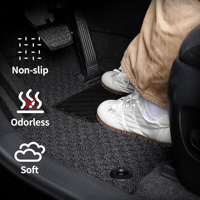 EKR Custom Fit Carpet Floor Mats for Honda CRV 2017-2022，0.3 Inch Thickness Rugs, Premium All Weather Anti-Slip Waterproof Floor Liners Carpets (Black Checkerboard)