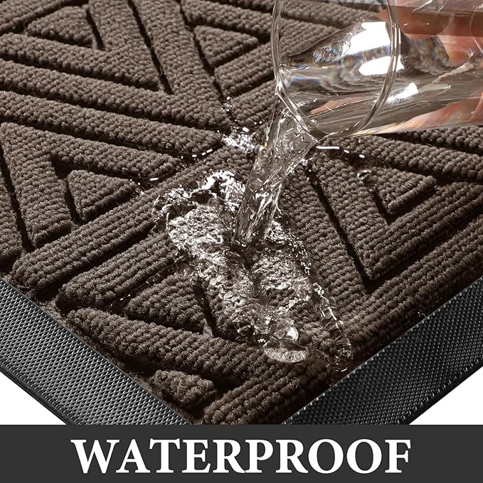 Yimobra Front Door Mat Outside Entrance 72 x 24, Waterproof and Washable Outdoor Mat, Non Slip Rubber Backing, Heavy Duty Welcome Matt for Home Entry Floor Porch Garage Office, Low Profile, Brown