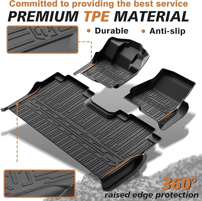 TripleAliners Floor Mats All Weather Liner Compatible with 2015-2025 Ford F150 & Lightning SuperCrew Cab Accessories Front and Rear 2-Row Truck Floor Liners TPE (Not Fit Fold Flat Storage)