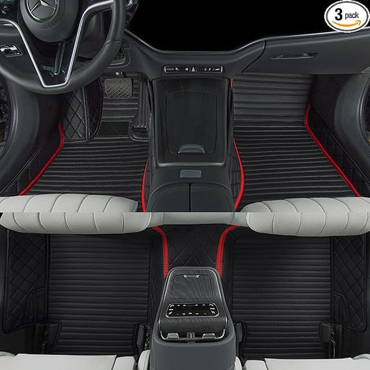 Luxury car Floor mats are for 99% of Vehicle Models,All Weather car Floor mats Provide Comprehensive Protection for Vehicles,Floor mats for car Personalized Customization! (2+1 BlackRed)