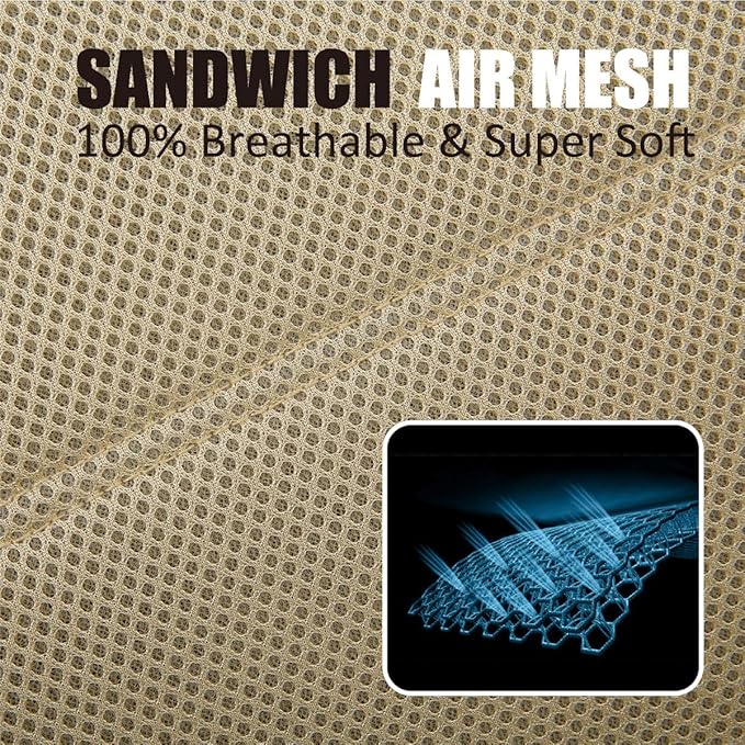 P&J AUTO Leather and Mesh Car Seat Cover Front Pair Universal Fit for Cars Trucks Vans & SUVs Airbag Compatible (Beige)