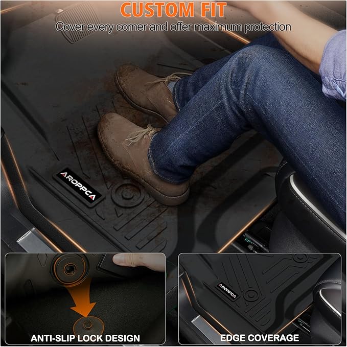 All Weather Car Floor Mats Cargo Liner with Backrest Mat for Ford Bronco 4 Door 2025 2024-2021(Not for Bronco Sport), TPE Rubber Liners Full Set Automotive Mats for 2025 Bronco Accessories