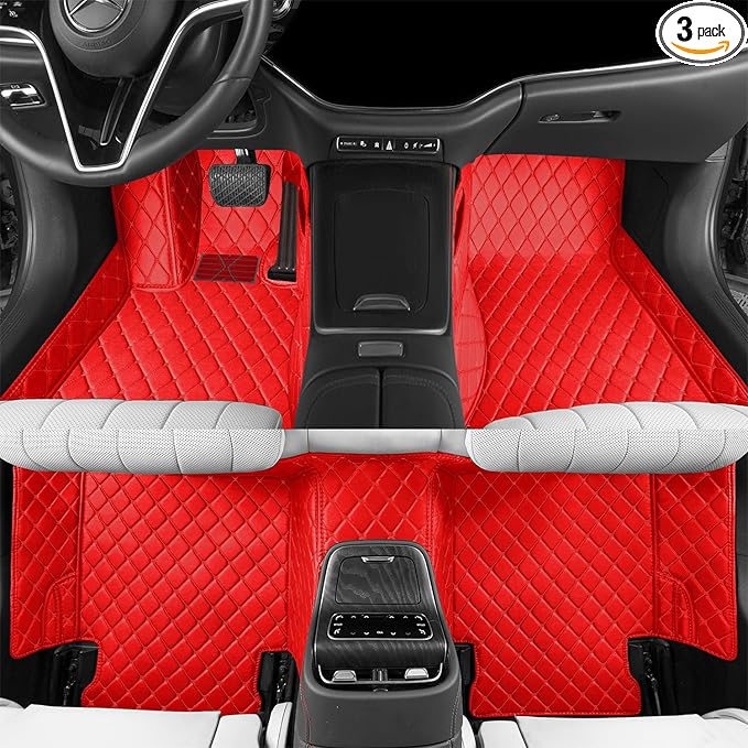 Luxury car Floor mats are for 99% of Vehicle Models,All Weather car Floor mats Provide Comprehensive Protection for Vehicles,Floor mats for car Personalized Customization! (red)
