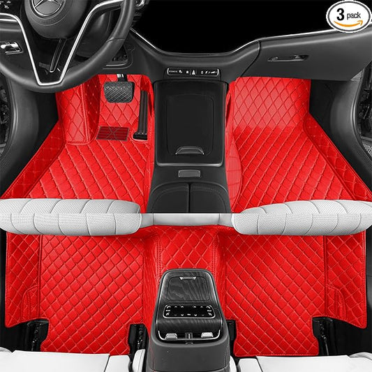 Luxury car Floor mats are for 99% of Vehicle Models,All Weather car Floor mats Provide Comprehensive Protection for Vehicles,Floor mats for car Personalized Customization! (red)
