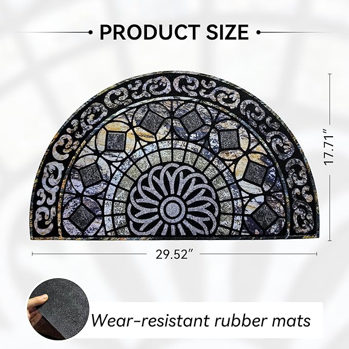 Outdoor Rubber Mat 17.71"x29.52" Heavy Duty, Waterproof Doormat for Outside Entrance, Non-Slip Backing, Easy Clean Patio Carpet for Garage, Porch, Deck, Kitchen (Blue)