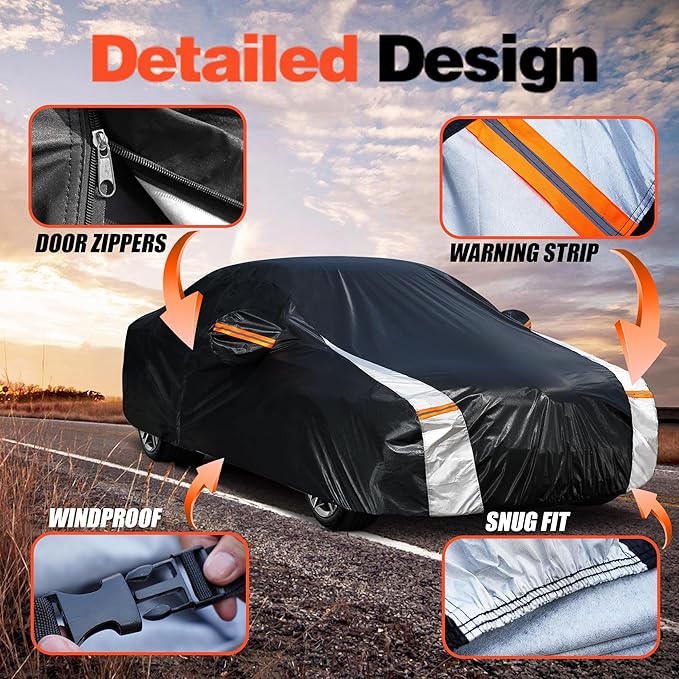 Dodge Challenger Hellcat Car Cover 100% Waterproof All Weather, Gift with Towel, 10 Layers Car Cover Custom Fit 2008-2025 Dodge Challenger, Full Exterior Cover Rain Sun UV Protector.
